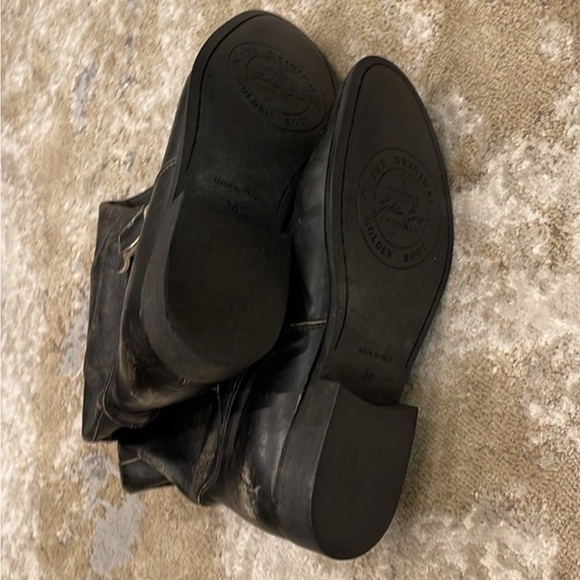 Golden Goose Black Distressed Studded
Buckle Knee High Riding Boots Size 36 - Picture 7 of 13